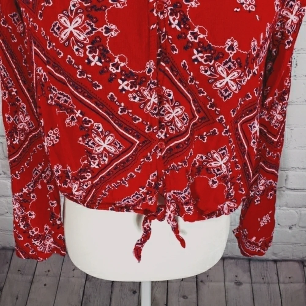 JUSTICE Bandana Print Blouse Red Size 14/16